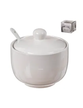 2 pot de sucre en ceramique blanche 11x11x10,5 cm kozina
