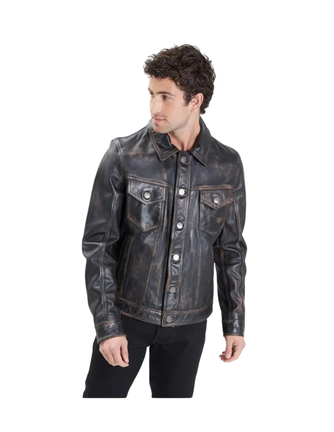 Blouson en cuir Indiana Von Dutch Ref 60421 Noir