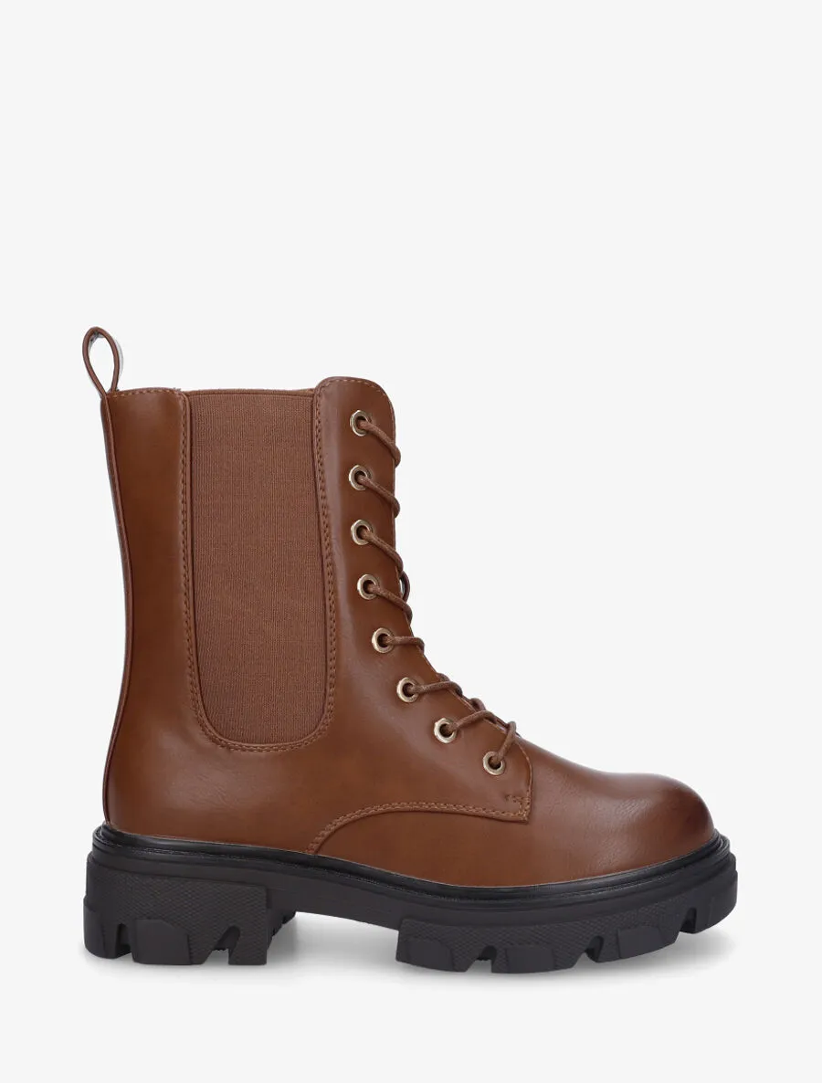 Bottines style rangers à bande élastiquée