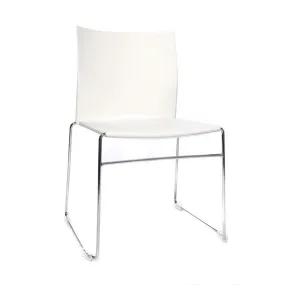 Chaise visiteur empilable & liable - pied acier chromé et assise blanche