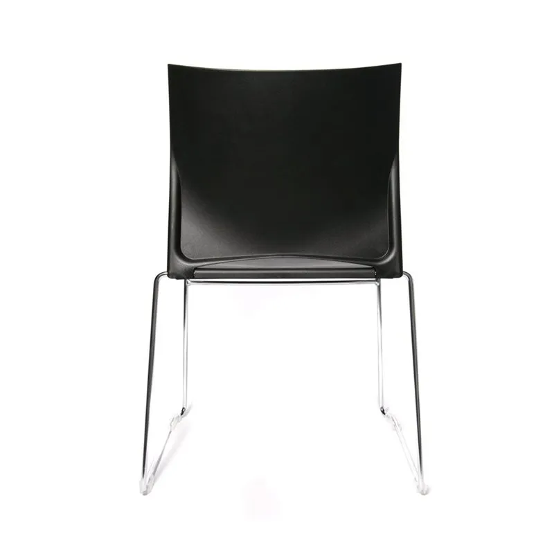Chaise visiteur empilable & liable - pied acier chromé et assise blanche