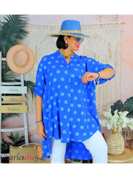 Chemise longue MARIKA ete bleu royal