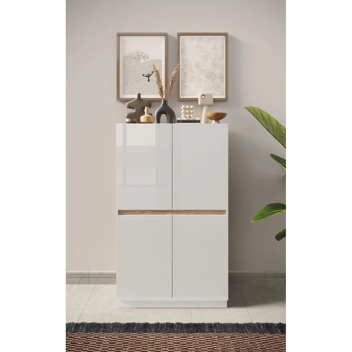 Commode 4 portes blanc laqué | 3 Suisses