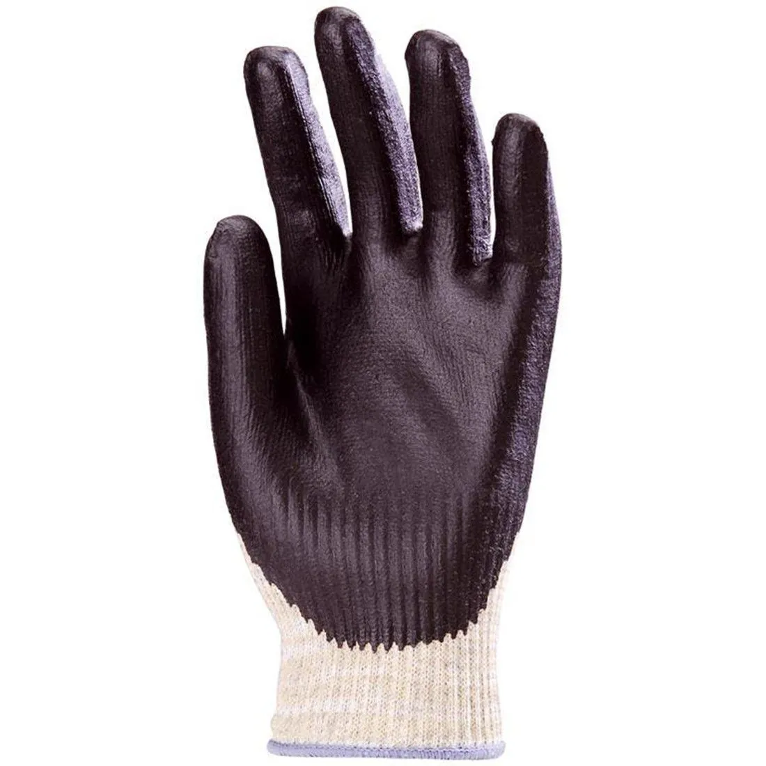 Eurocut Strong 6990 Cut-Resistant Kevlar and Nitrile Handling Gloves, Black and Beige (Pack of 10)