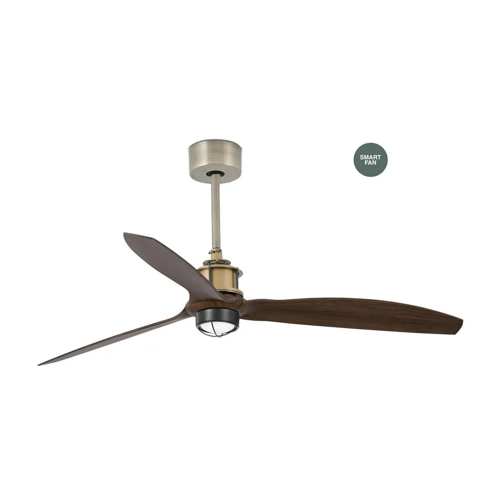 FARO 33398WP-10 Ventilateur de plafond noyer et laiton antique SMART FAN Ø128cm JUST FAN