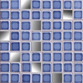 Francesco De Maio Mosaico Vietrese Luna Chiena Azzurro 20x20 cm 1x1 cm 