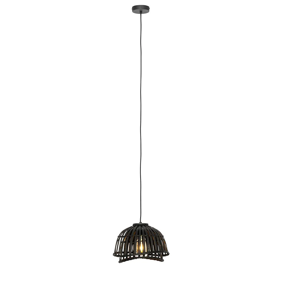 Lampe à suspension orientale bambou noir 30 cm - Pua