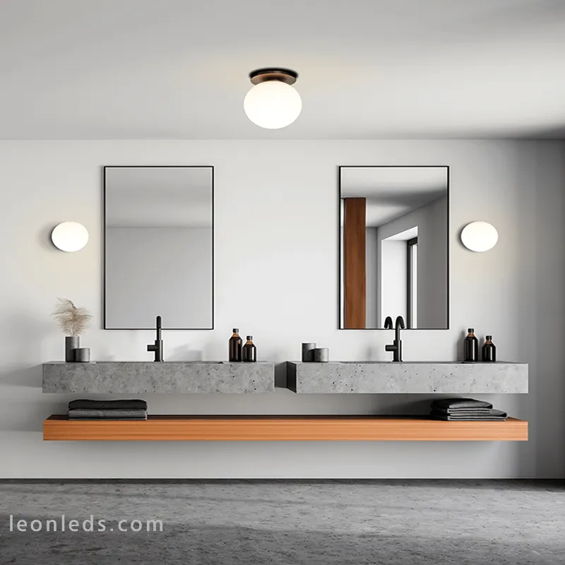 Plafonnier LED Parma avec abat-jour rond en verre de 12 cm ACB Iluminación | LeonLeds.com