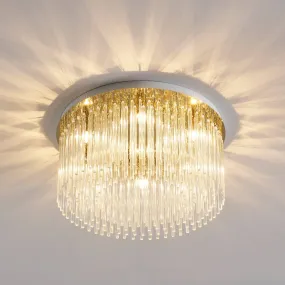 Plafonnier ultra chic doré en verre multi pampille transparentes - Sandrilla