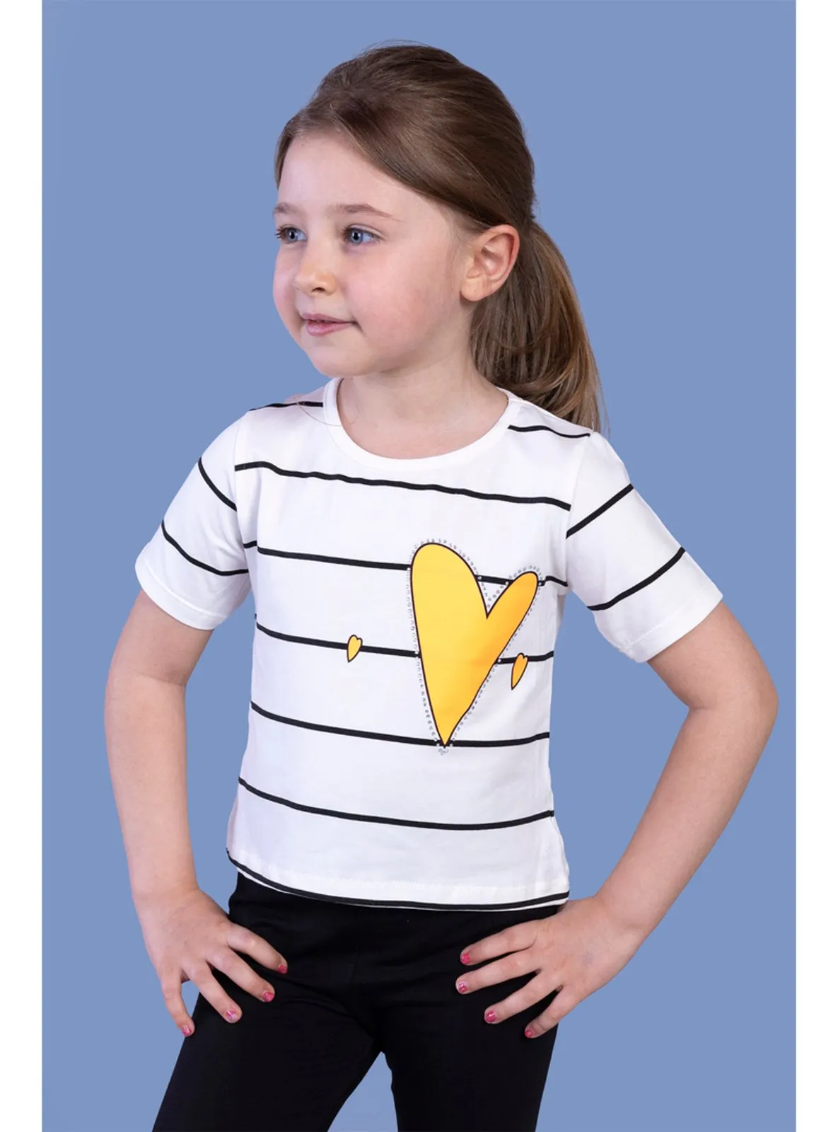 Printed - Crew neck - Unlined - Ecru - Girls` T-Shirt