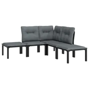 Salon de jardin meuble d'extérieur ensemble de mobilier 5 pièces noir  