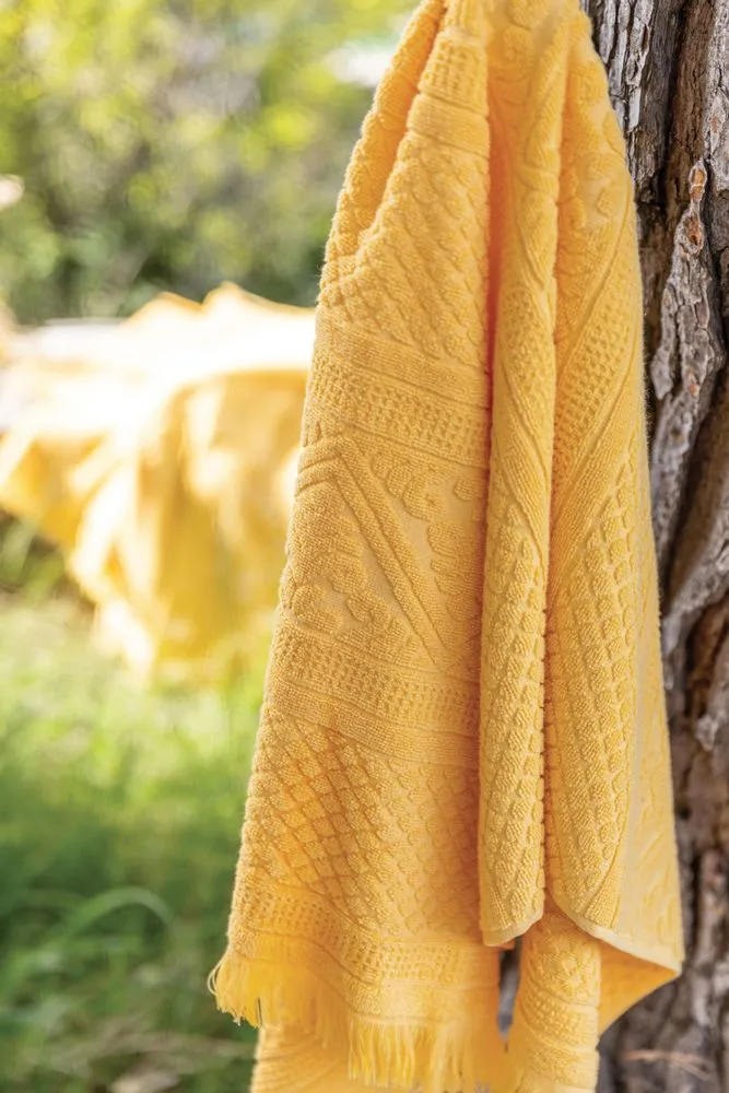 Serviette de toilette uni zoe mimosa 50 x 100
