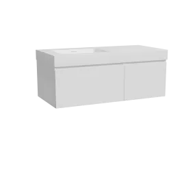 Storke Edge meuble salle de bains suspendu 110 x 52 cm blanc brillant avec Mata High plan vasque asymétrique à gauche en solid s