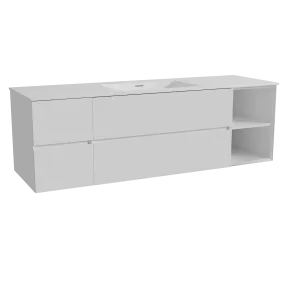 Storke Edge meuble salle de bains suspendu 165 x 52 cm blanc brillant avec Mata plan simple en solid surface blanc mat