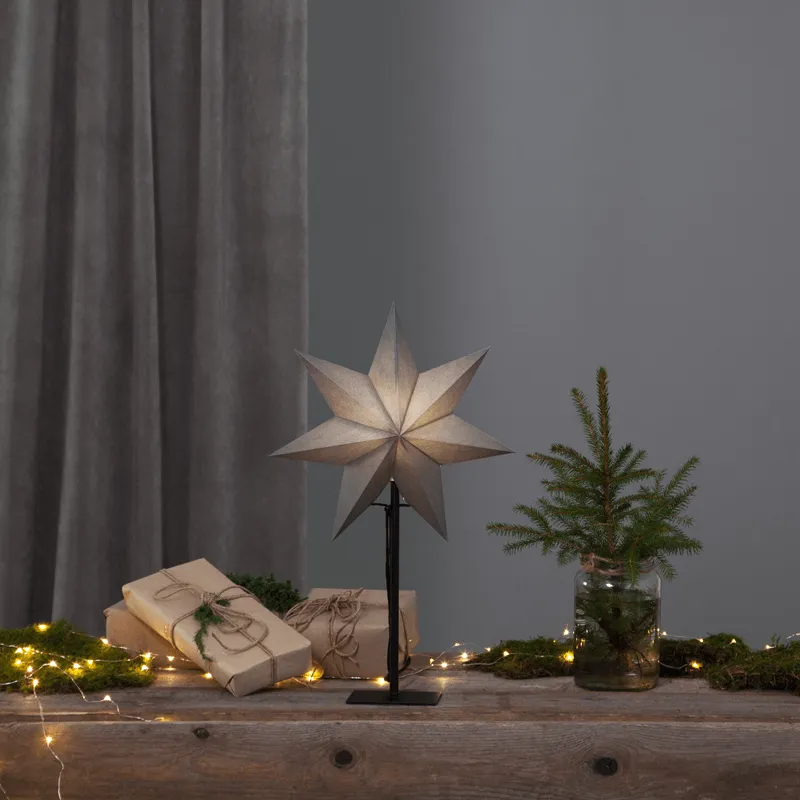 Table Ozen Étoile de Noël en papier noir 1XE14 par Eglo | Éclairage Léonleds