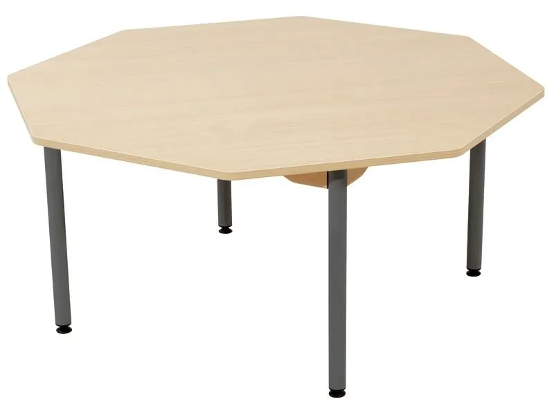TABLE PLATEAU STRATIFIÉ - PIÉTEMENT MÉTAL GRIS - Octogone Ø 120 cm
