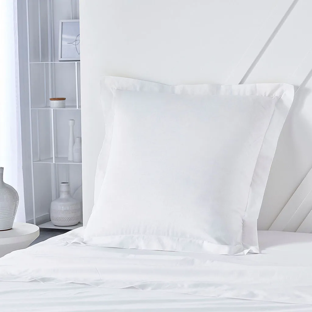 Taie d'oreiller satin de coton craie 63x63cm 