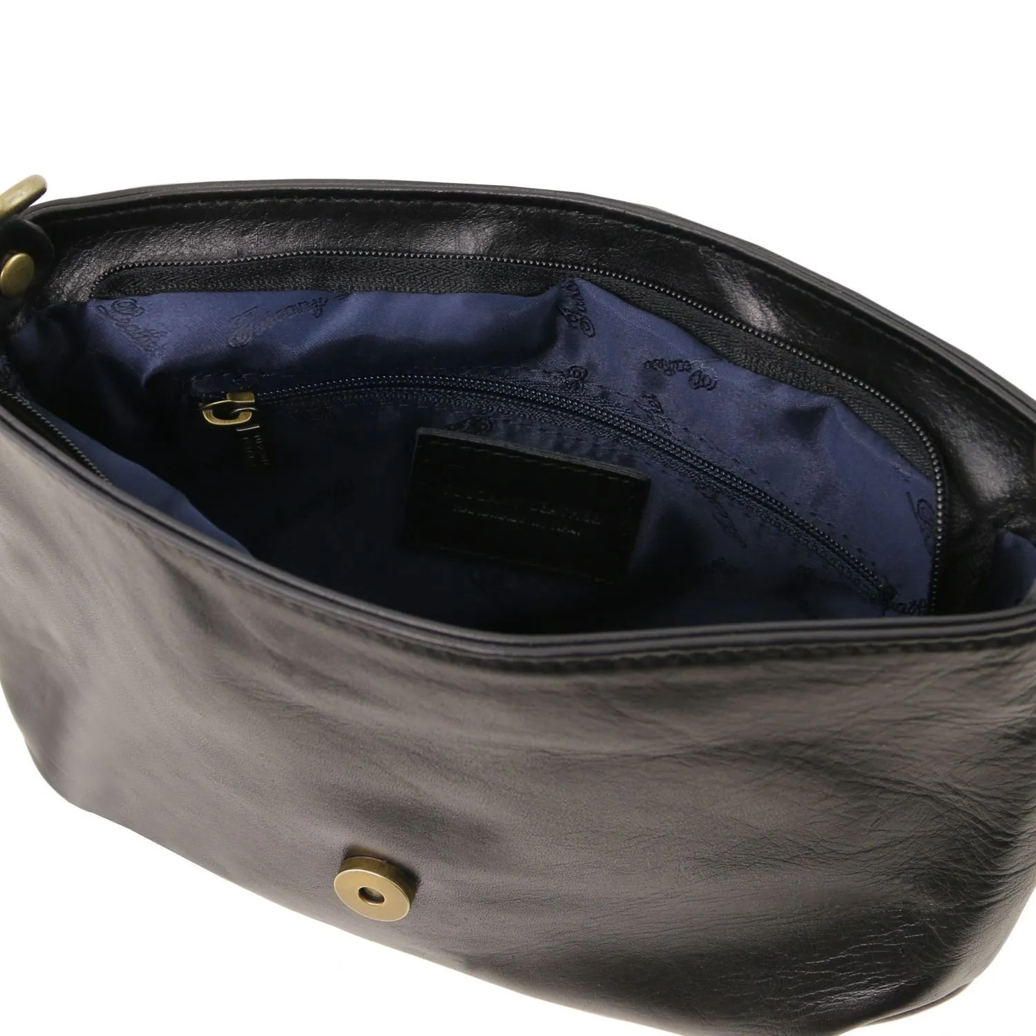 TL Bag - Sac Bandoulière Besace en Cuir Avec Pompon Noir TL141223