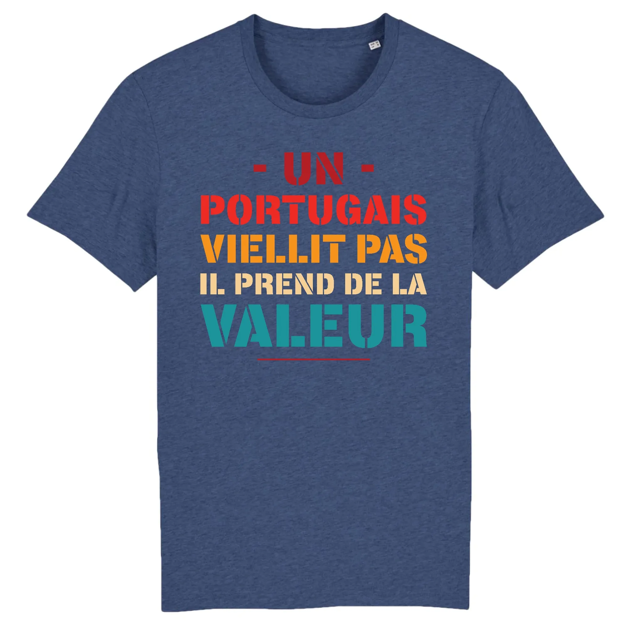 Un Portugais ne vieillit pas Cadeau anniversaire - T-shirt coton bio imprimé FR