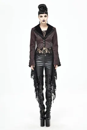 Veste gothique femme DEVIL FASHION type tail coat ornée de dentelle